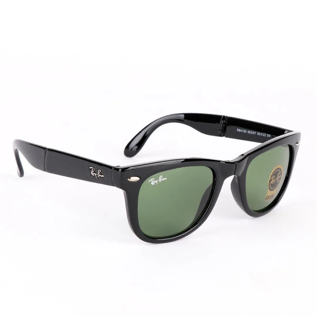 Ray-Ban Foldable Wayfarer Black And Green Lens Sunglasses