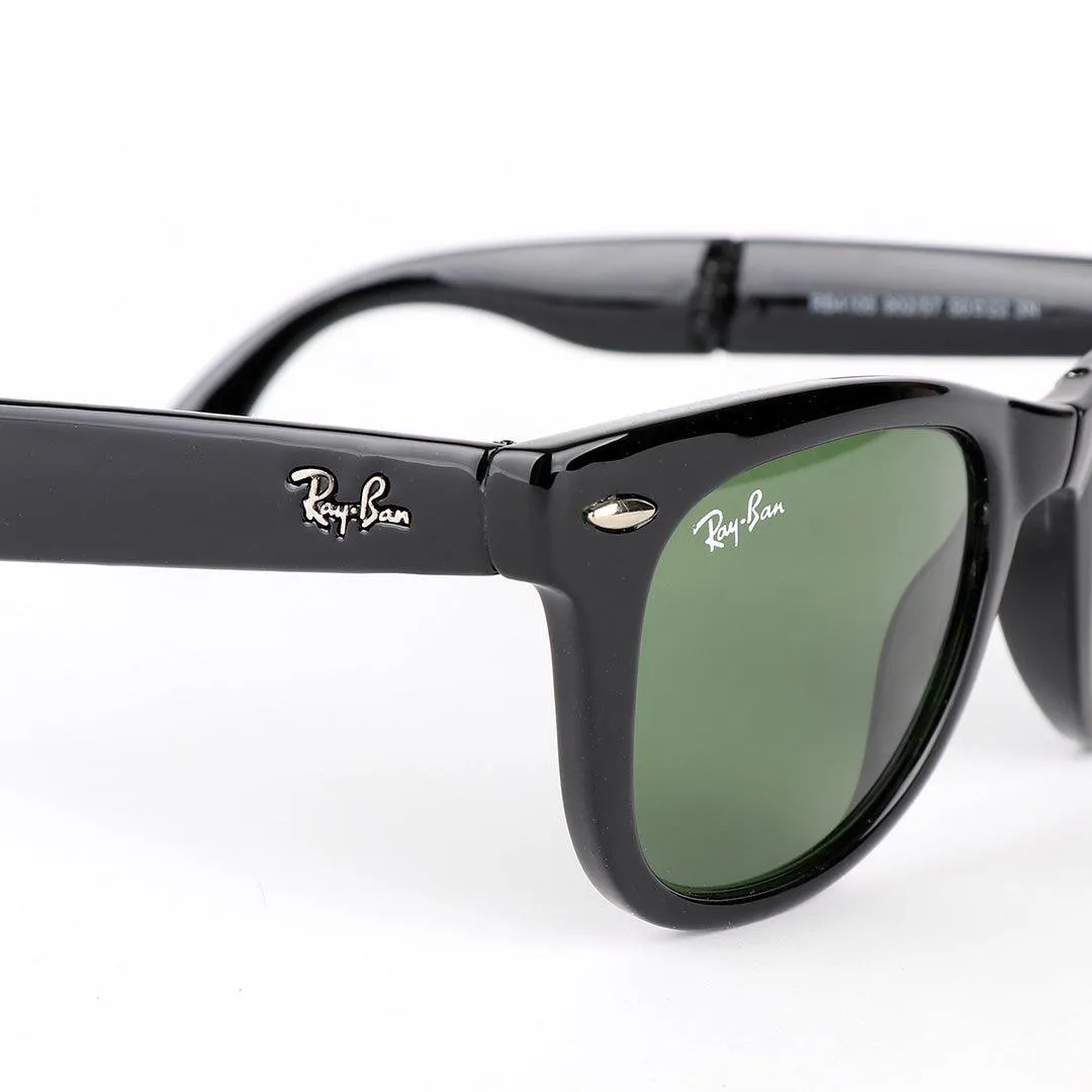 Ray-Ban Foldable Wayfarer Black And Green Lens Sunglasses
