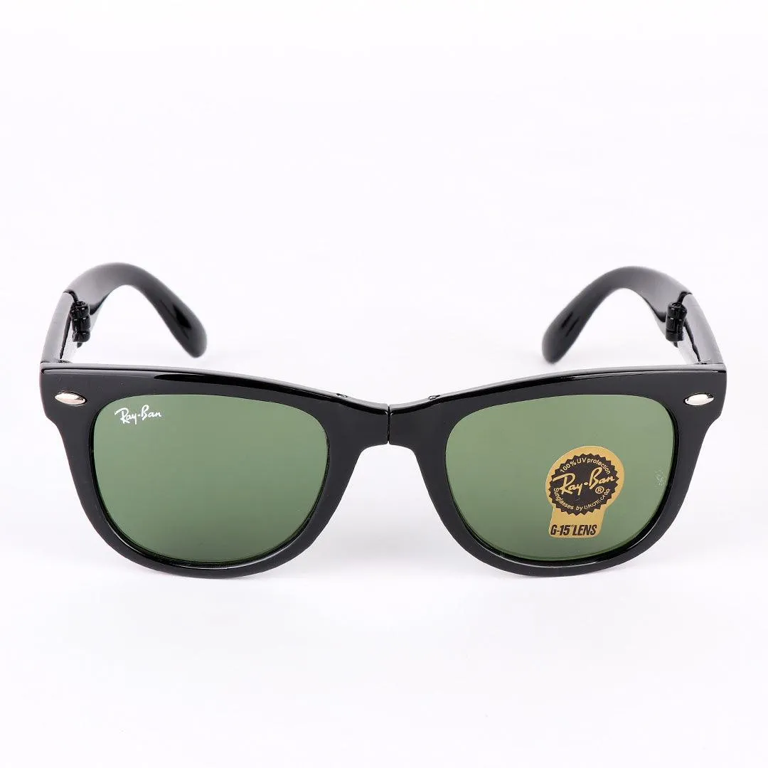 Ray-Ban Foldable Wayfarer Black And Green Lens Sunglasses