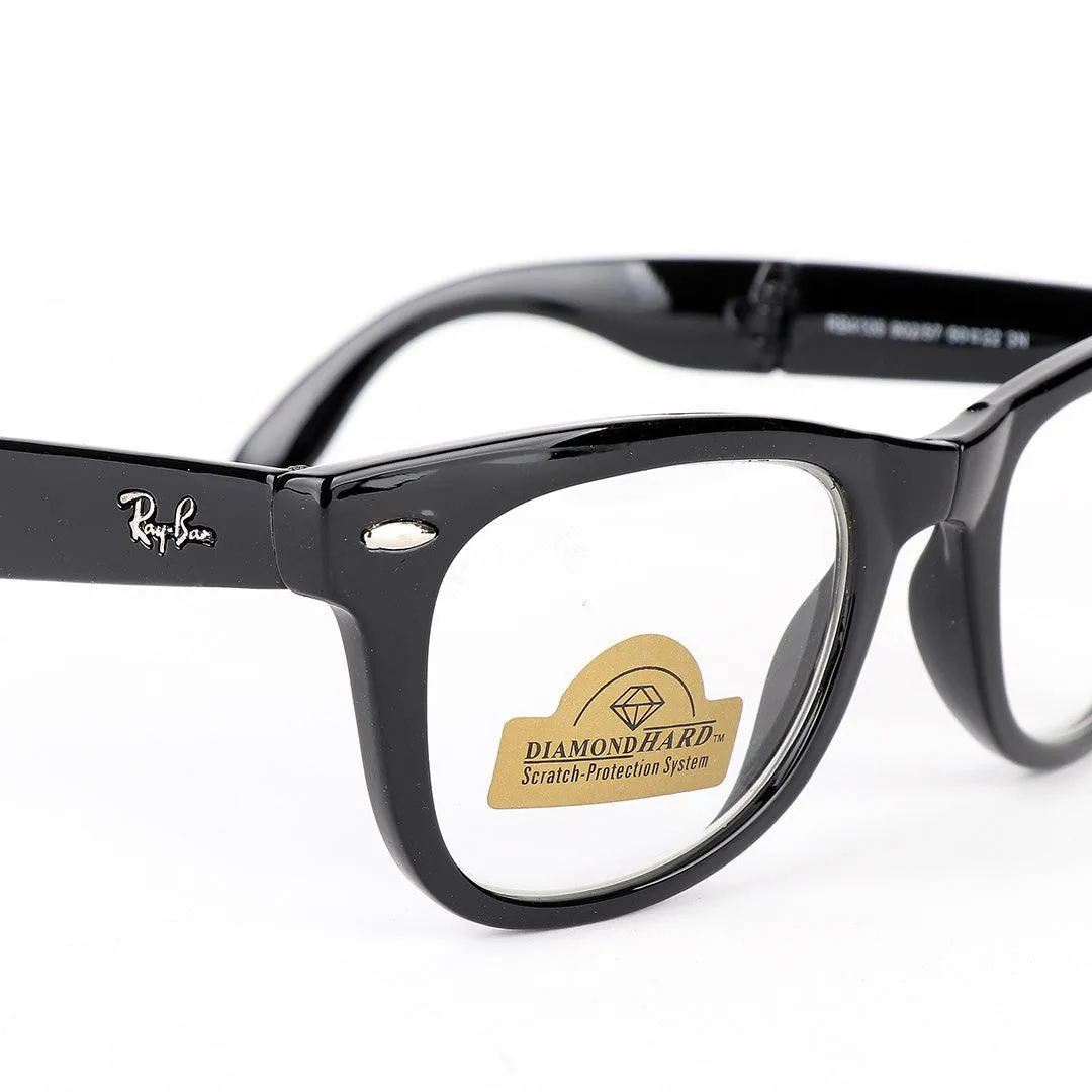 Ray-Ban Foldable Wayfarer Black And Transparent Lens Sunglasses