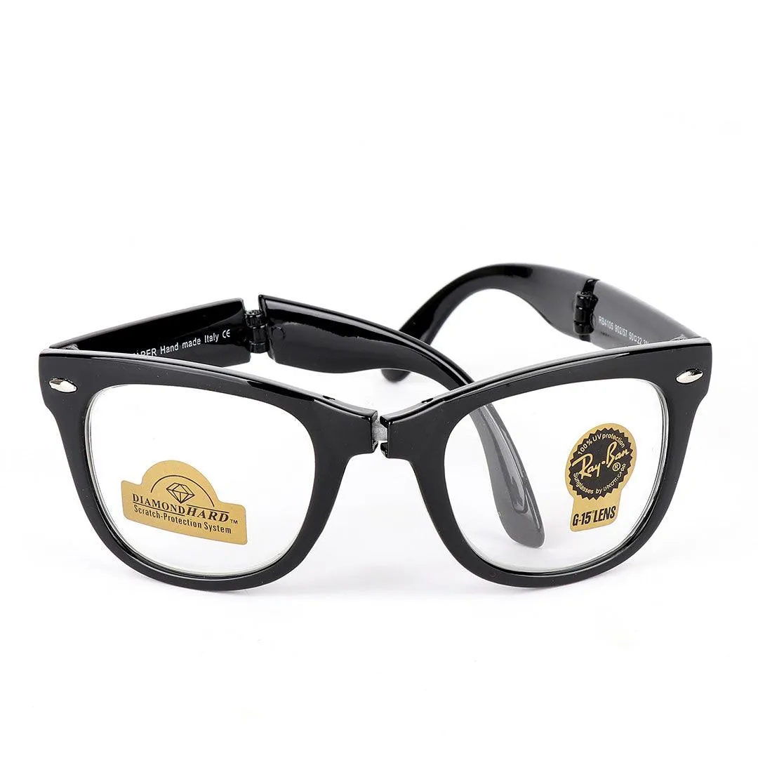 Ray-Ban Foldable Wayfarer Black And Transparent Lens Sunglasses