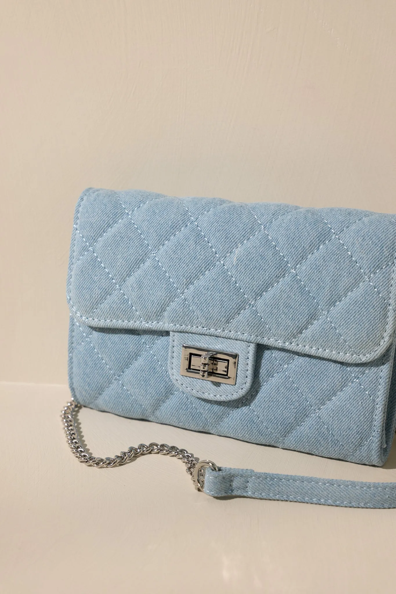 Refined Grace Denim Quilted Handbag