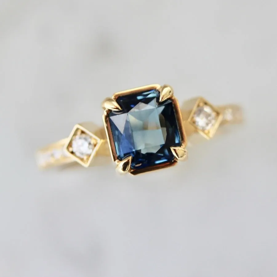 Roman Holiday Blue-Violet Radiant Cut Sapphire Ring