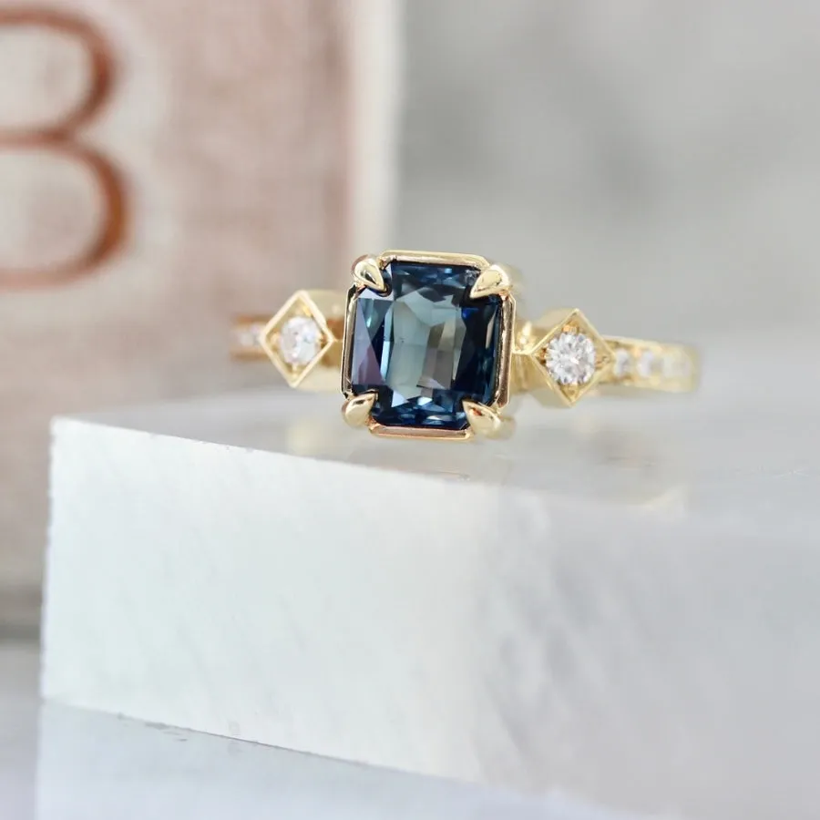Roman Holiday Blue-Violet Radiant Cut Sapphire Ring