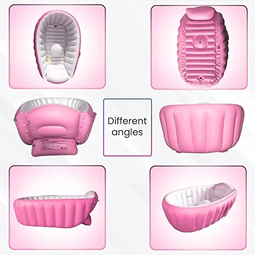 Safe-O-Kid- Baby Inflatable Bath Tub with Air Pump- Pink