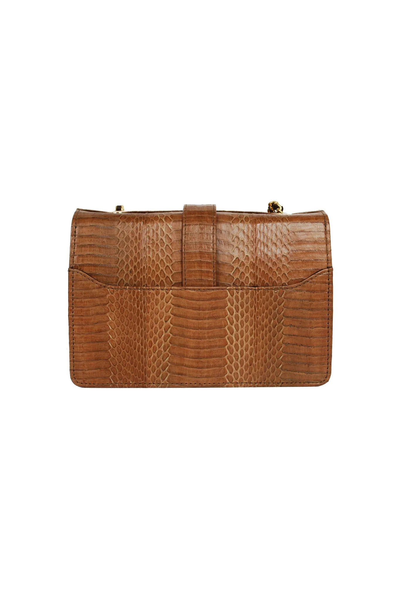 SAMAYA MINI BOX BAG IN TAN COBRA SNAKESKIN