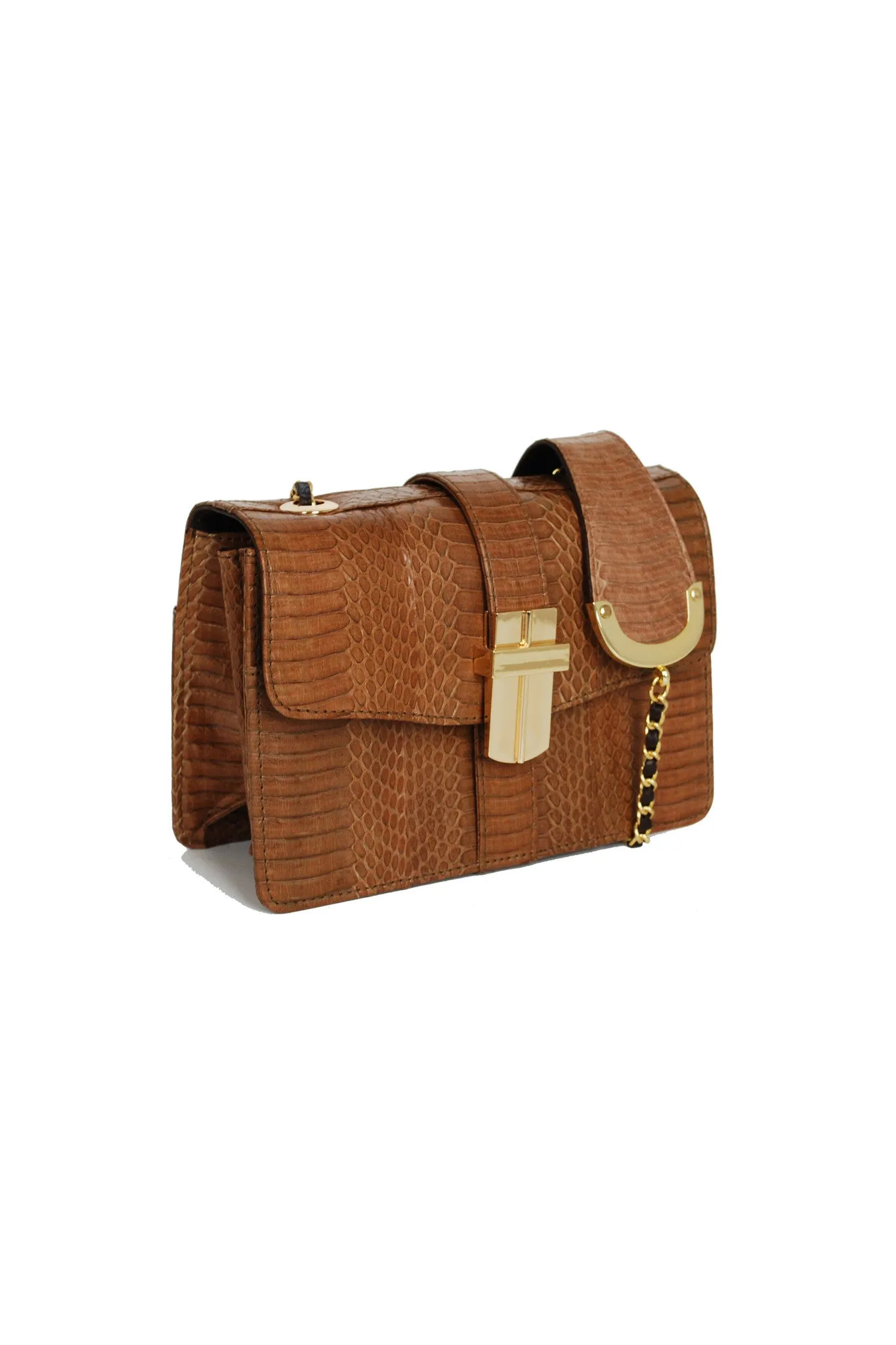 SAMAYA MINI BOX BAG IN TAN COBRA SNAKESKIN