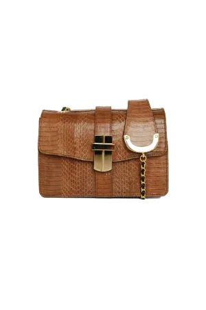 SAMAYA MINI BOX BAG IN TAN COBRA SNAKESKIN