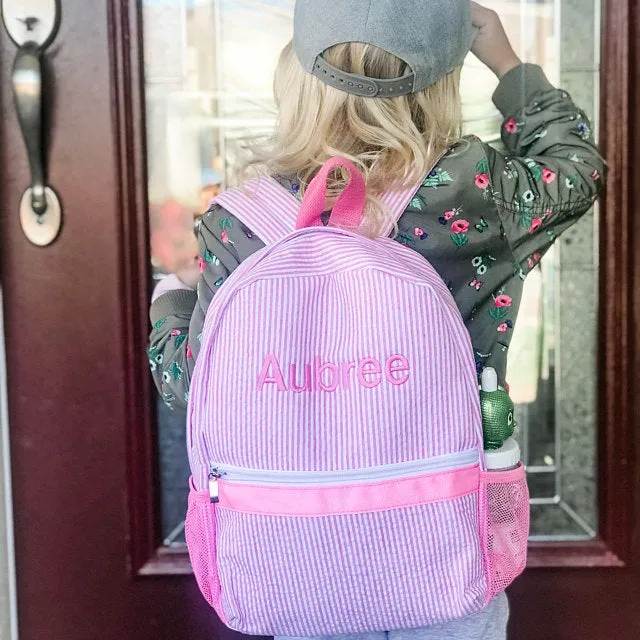 Seersucker Backpack Personalized Small