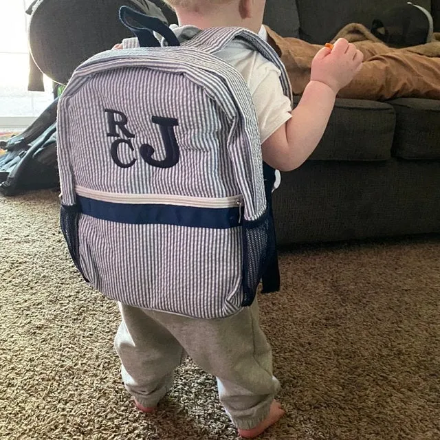 Seersucker Backpack Personalized Small