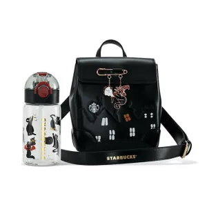 Set of Black Bag with Bag Charm and Glass Tumbler (Starbucks China Halloween 2021 Edition)