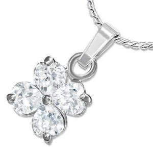 Shamrock Cubic Zirconia Four Leaf Clover Pendant Necklace