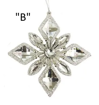 Silver Jewel Snowflake Ornaments, 2 Assorted, D2772