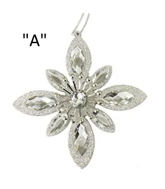 Silver Jewel Snowflake Ornaments, 2 Assorted, D2772