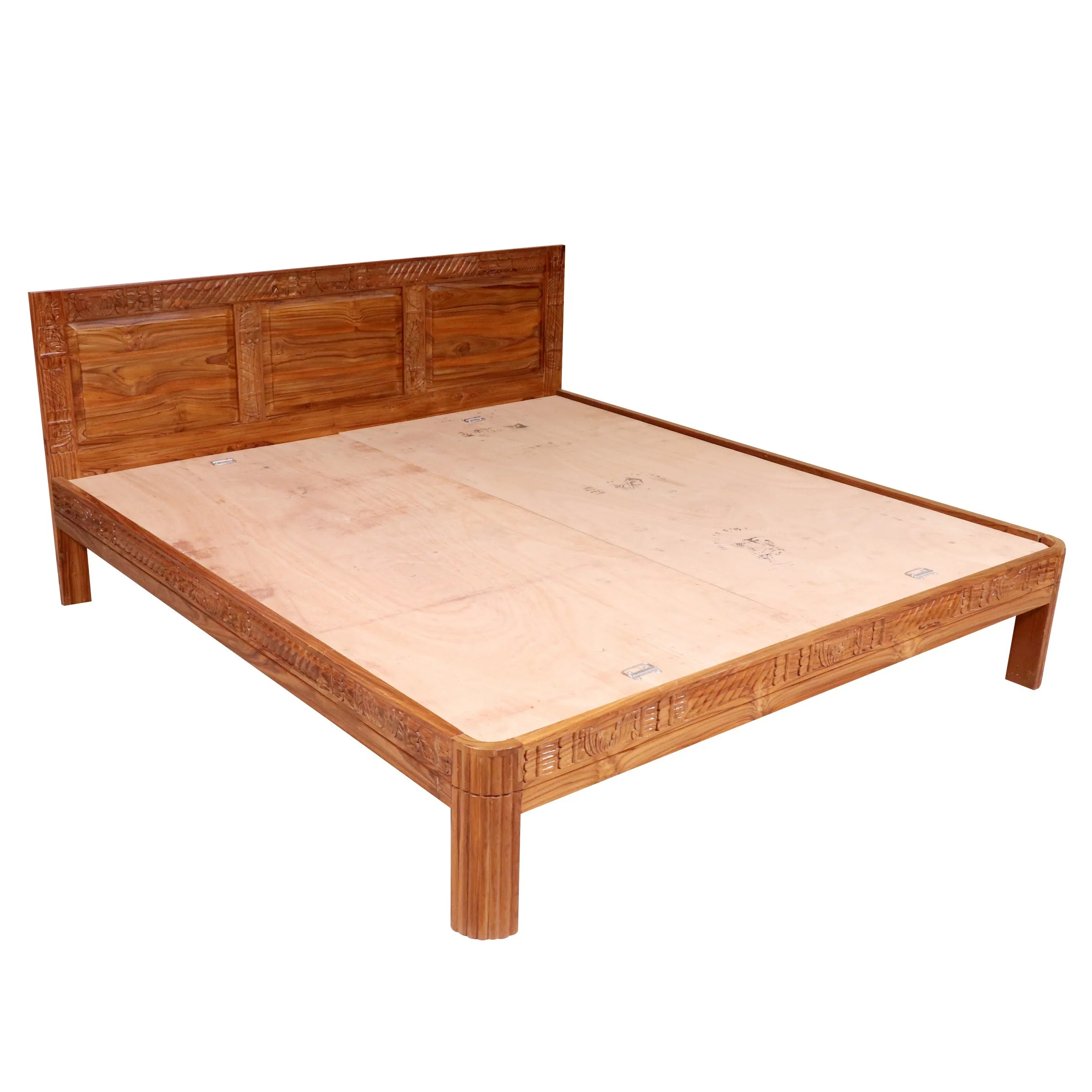 Solid wood carved Folk Concept compact Bed