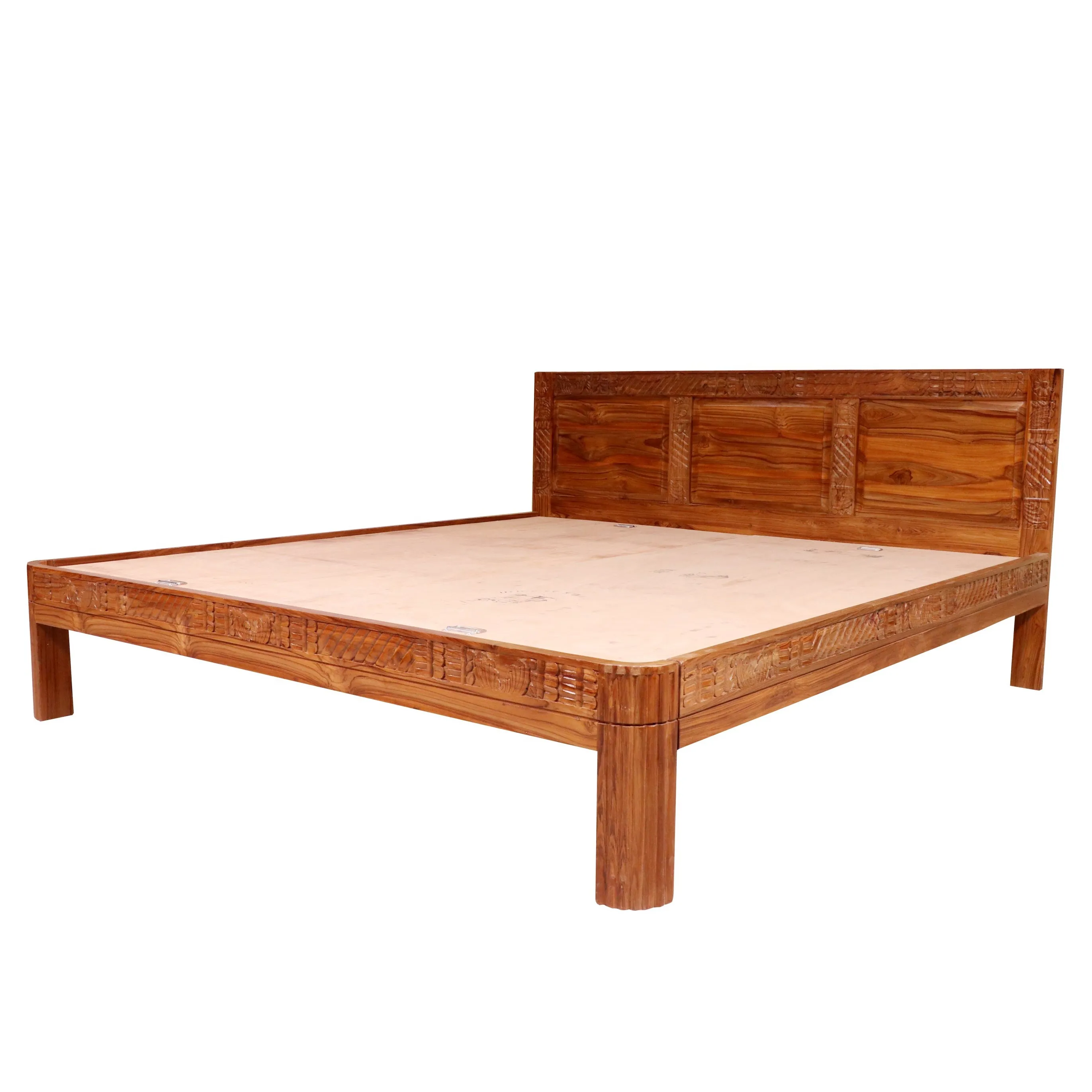 Solid wood carved Folk Concept compact Bed