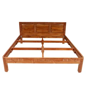 Solid wood carved Folk Concept compact Bed