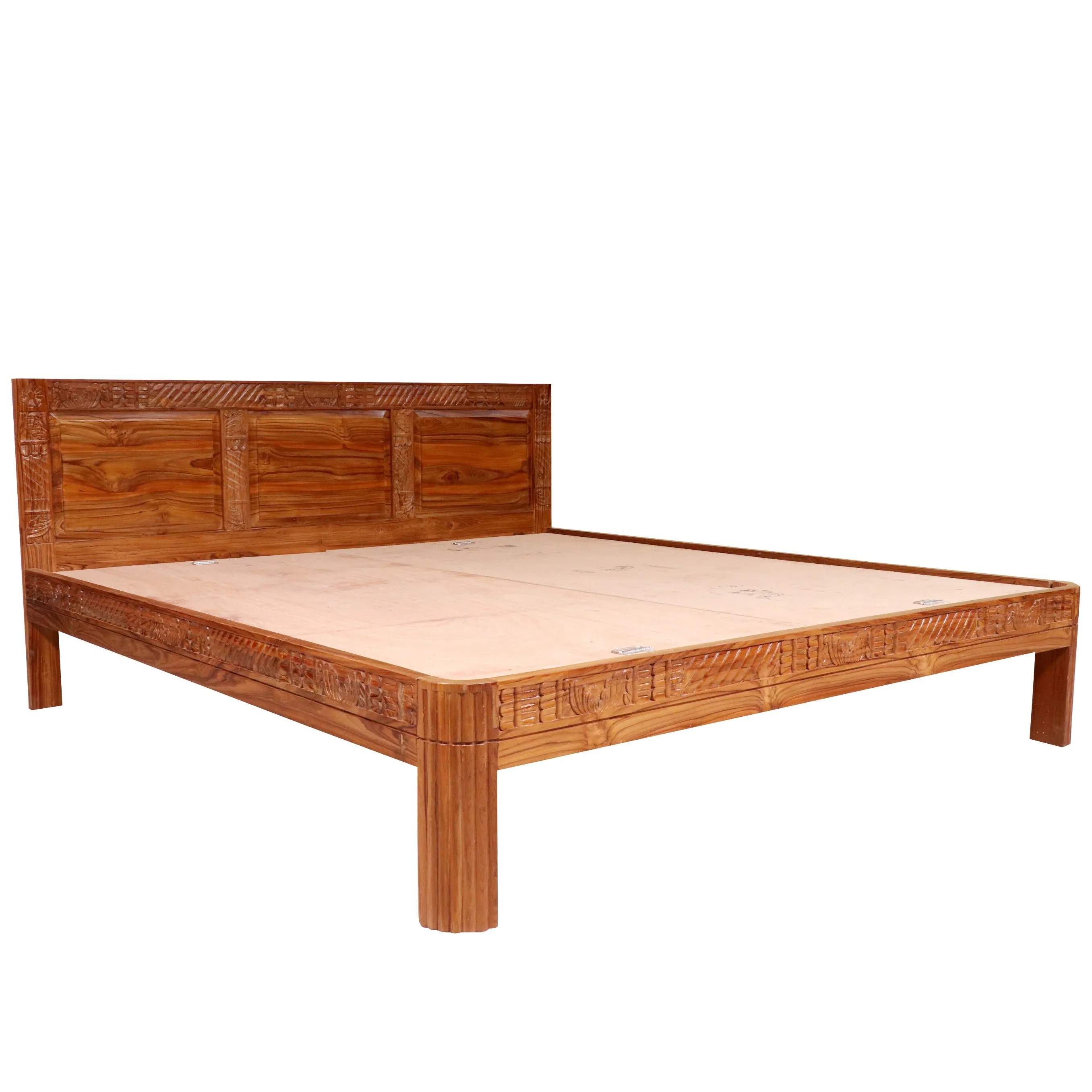 Solid wood carved Folk Concept compact Bed