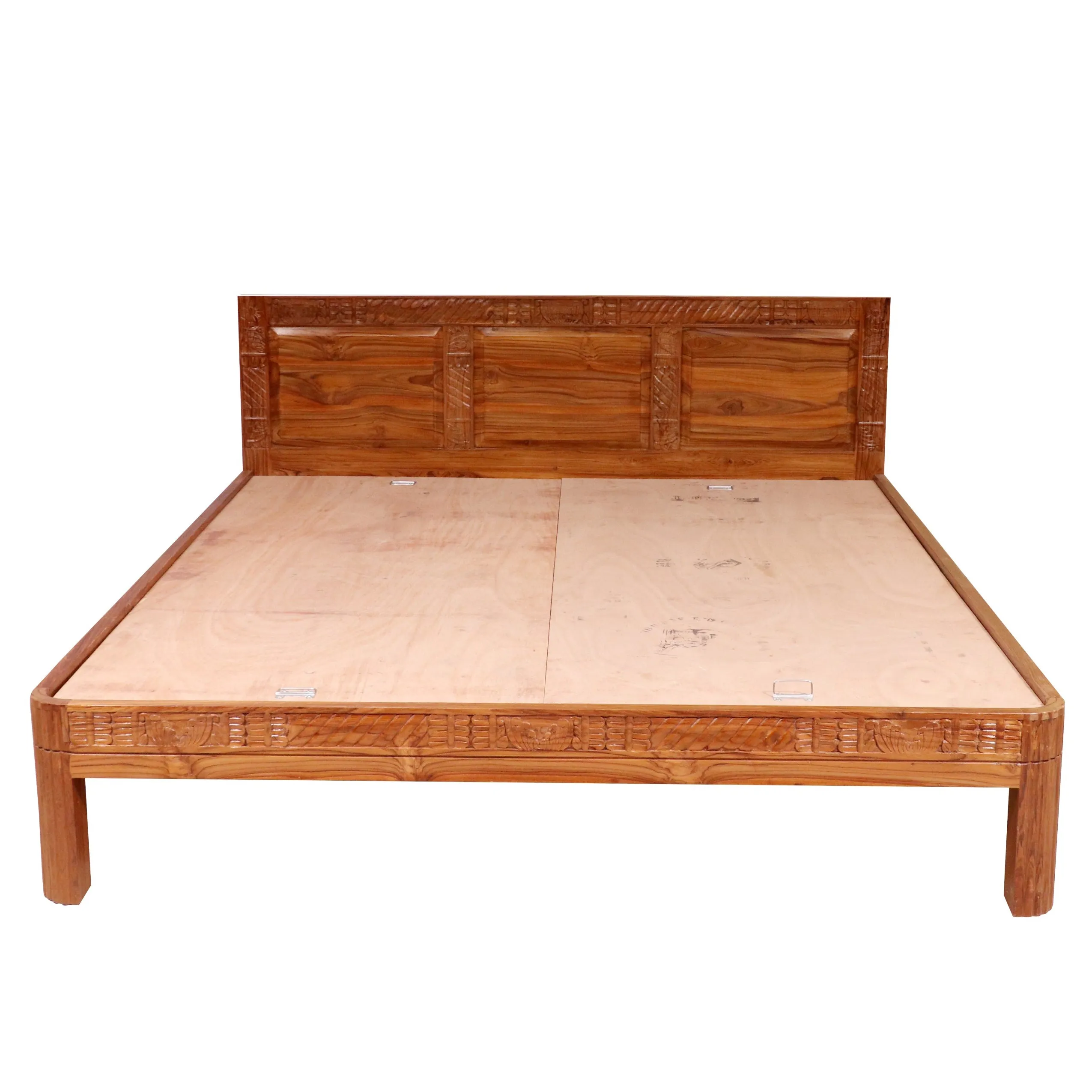 Solid wood carved Folk Concept compact Bed