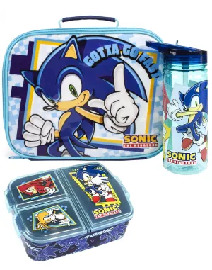 Sonic the Hedgehog Sonic , Tails & Knuckles Placement Print Girls Blue Lunch Bag Bottle and Snack Pot