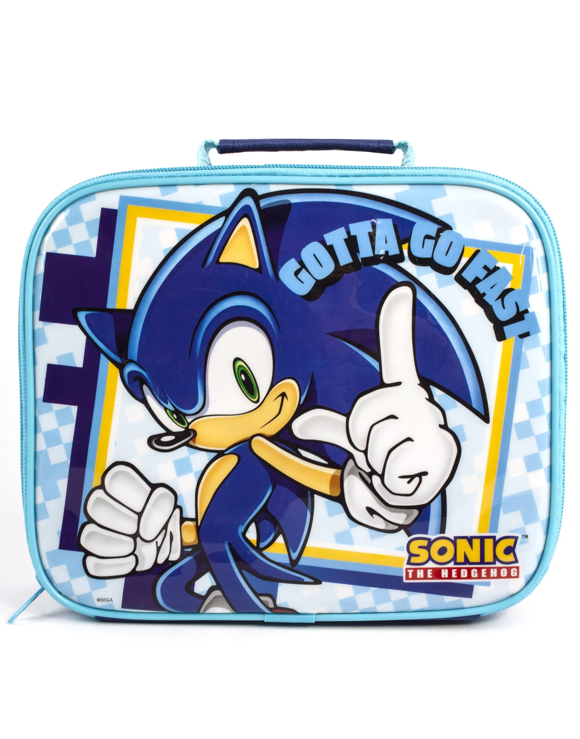 Sonic the Hedgehog Sonic , Tails & Knuckles Placement Print Girls Blue Lunch Bag Bottle and Snack Pot