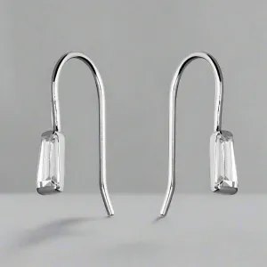 Sterling Silver Baguette Hook In Drop Earrings
