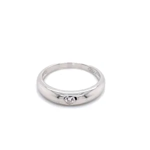 Sterling Silver Band with Heart CZ
