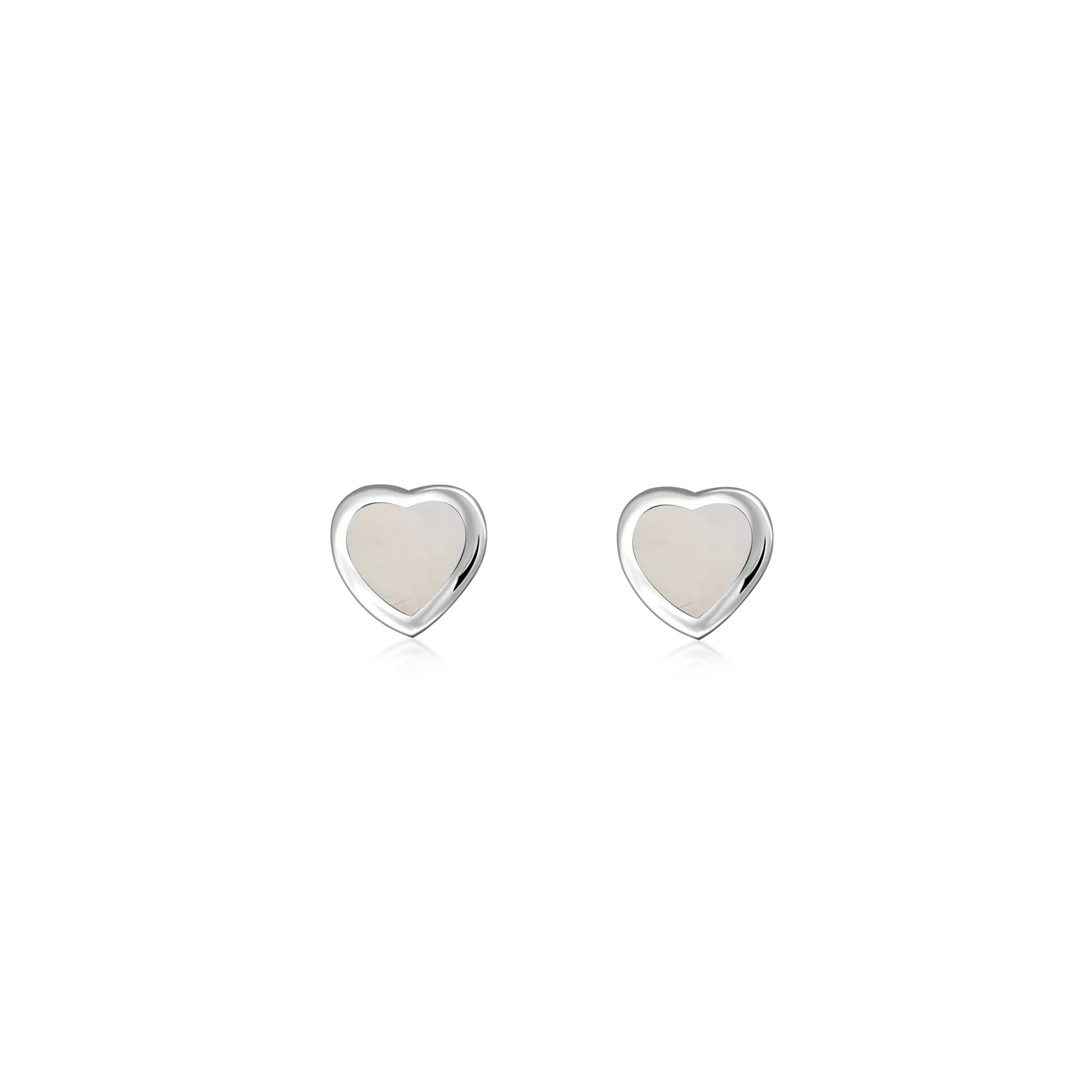 Sterling Silver Mother of Pearl Dinky Heart Stud Earrings