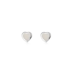 Sterling Silver Mother of Pearl Dinky Heart Stud Earrings