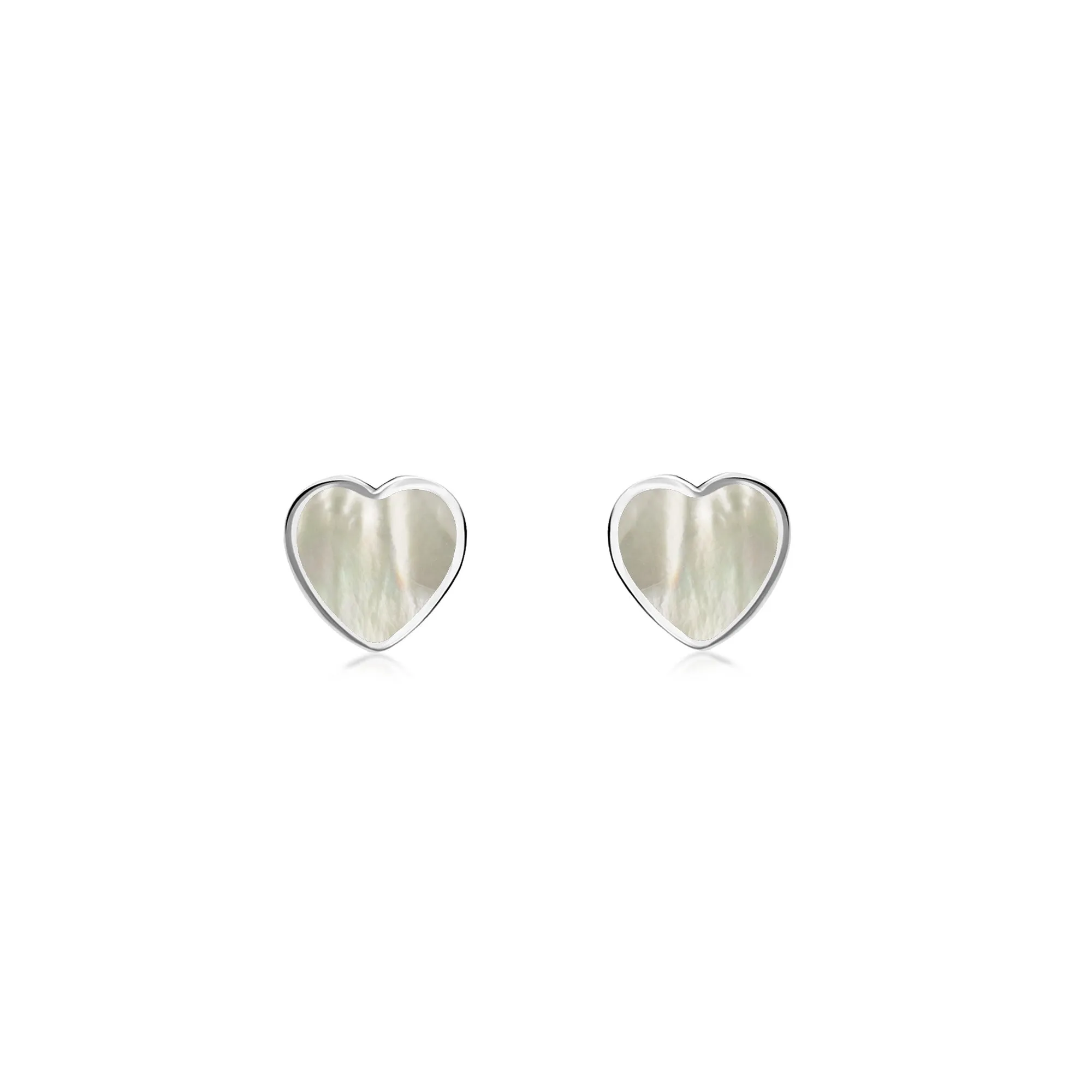 Sterling Silver Mother of Pearl Large Heart Stud Earrings