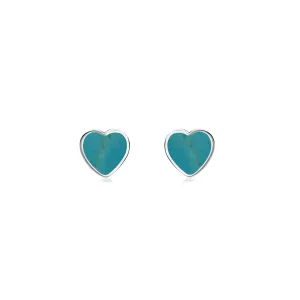 Sterling Silver Turquoise Large Heart Stud Earrings