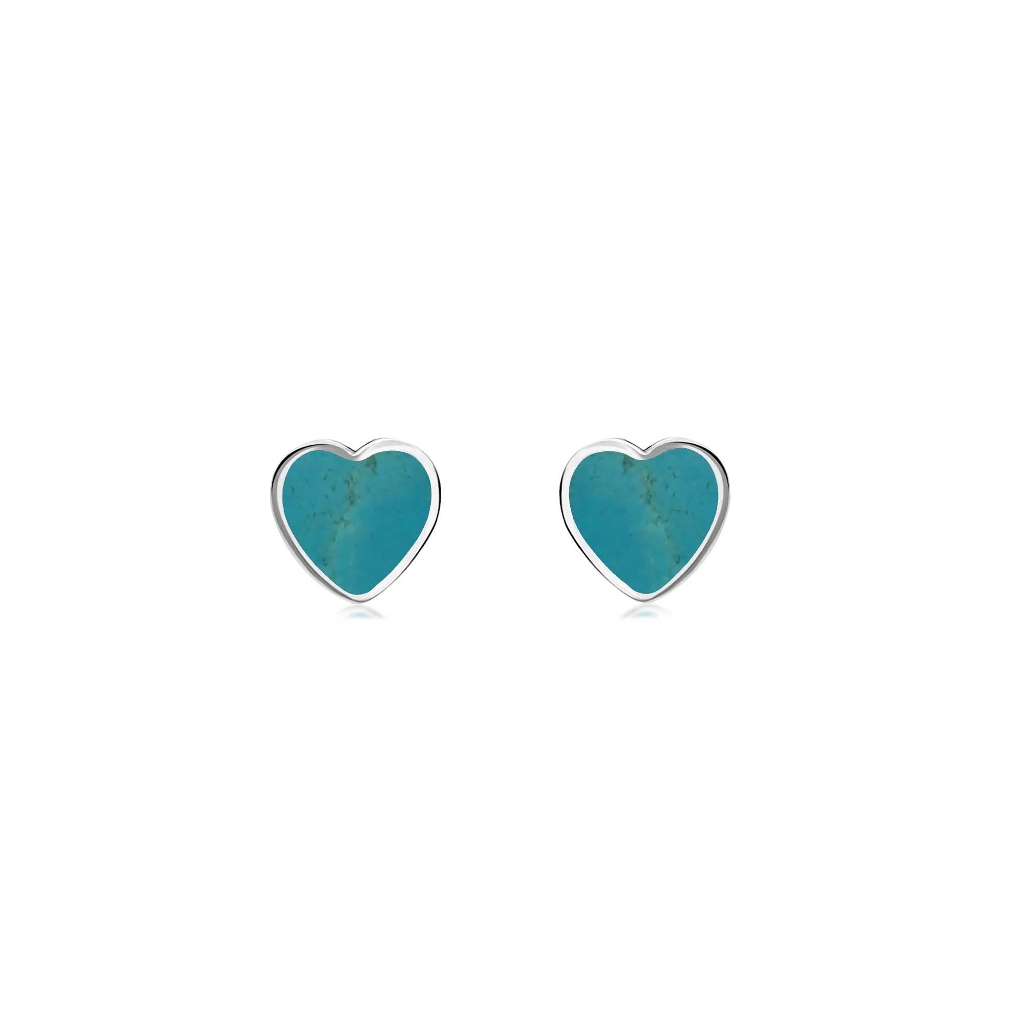 Sterling Silver Turquoise Large Heart Stud Earrings