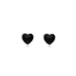Sterling Silver Whitby Jet Large Heart Stud Earrings