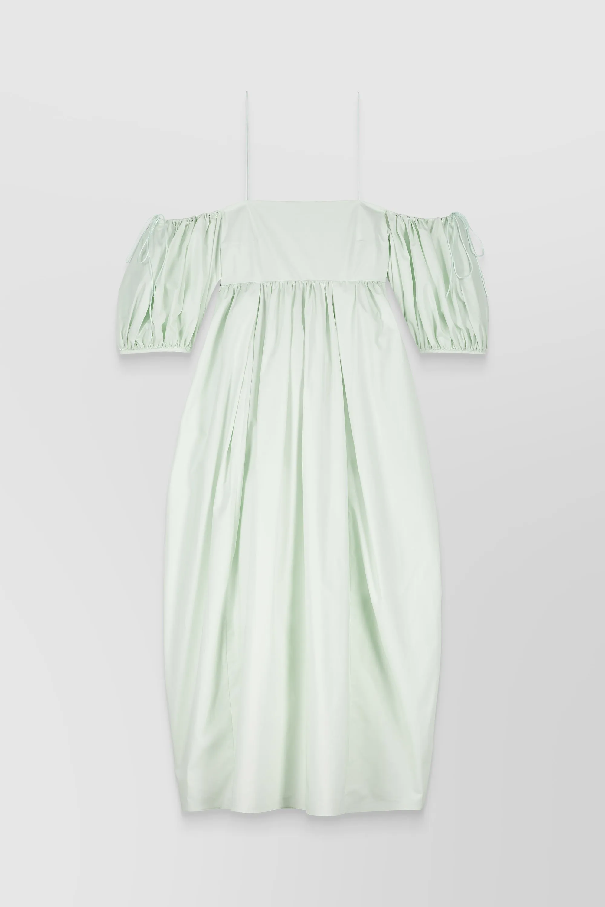 Strapless tulip shaped cotton midi dress