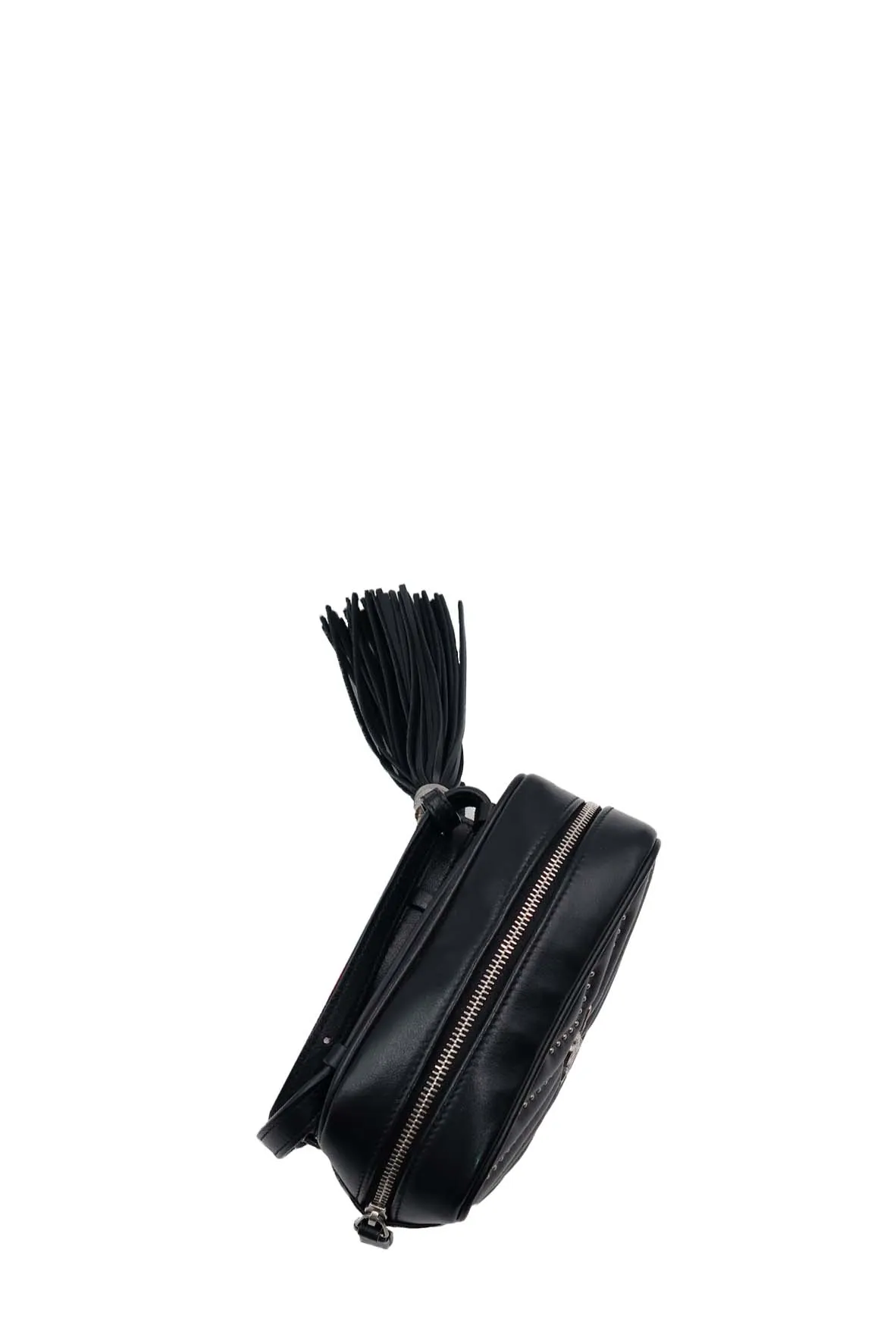 Studded Chevron Quilted Lou Belt Bag Black