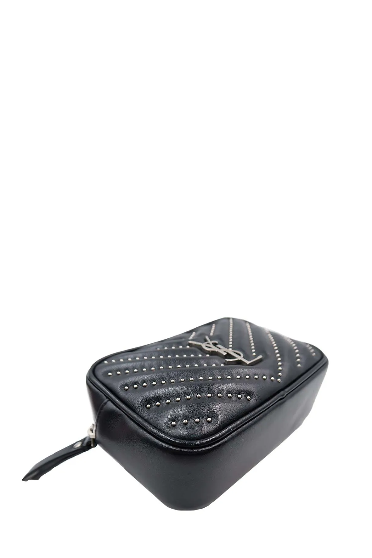 Studded Chevron Quilted Lou Belt Bag Black