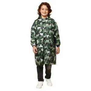 THE CLOWNFISH Felix Series Kids Waterproof PVC Longcoat with Adjustable Hood & Extra Space for Backpack/Schoolbag Holding. Plastic Pouch. Kid Age-12-13 years (Size-42-White)