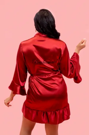 The Ruffle Bridal Party Robe (Burgundy)
