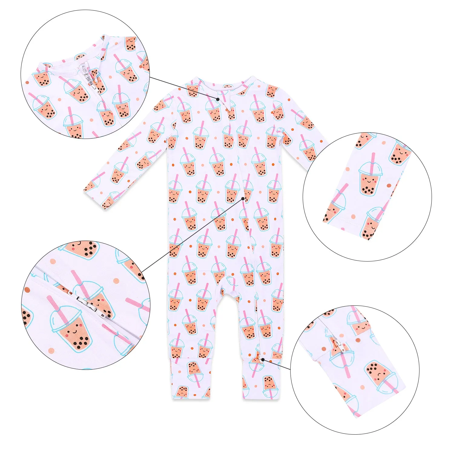 THE WEE BEAN | Kidswear | Bamboo Convertible Zip Romper - Boba