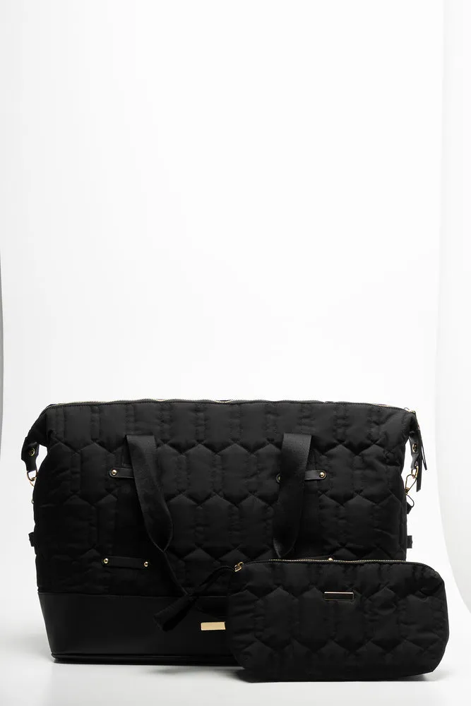 Travel Bag With Cosmetics Bag Set Black
