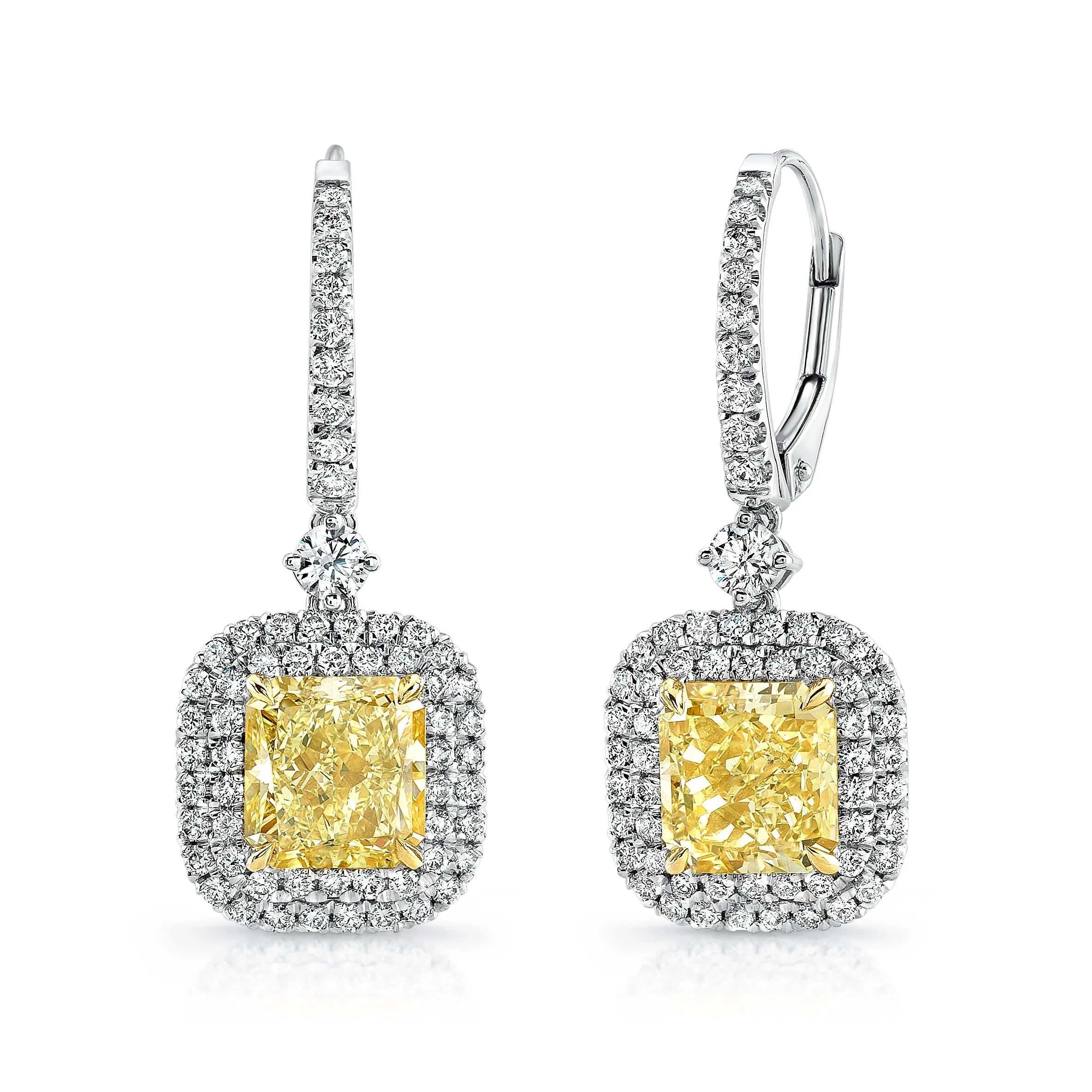 Uneek Double-Halo Earring 18K White Gold, 18K Yellow Gold LVE680