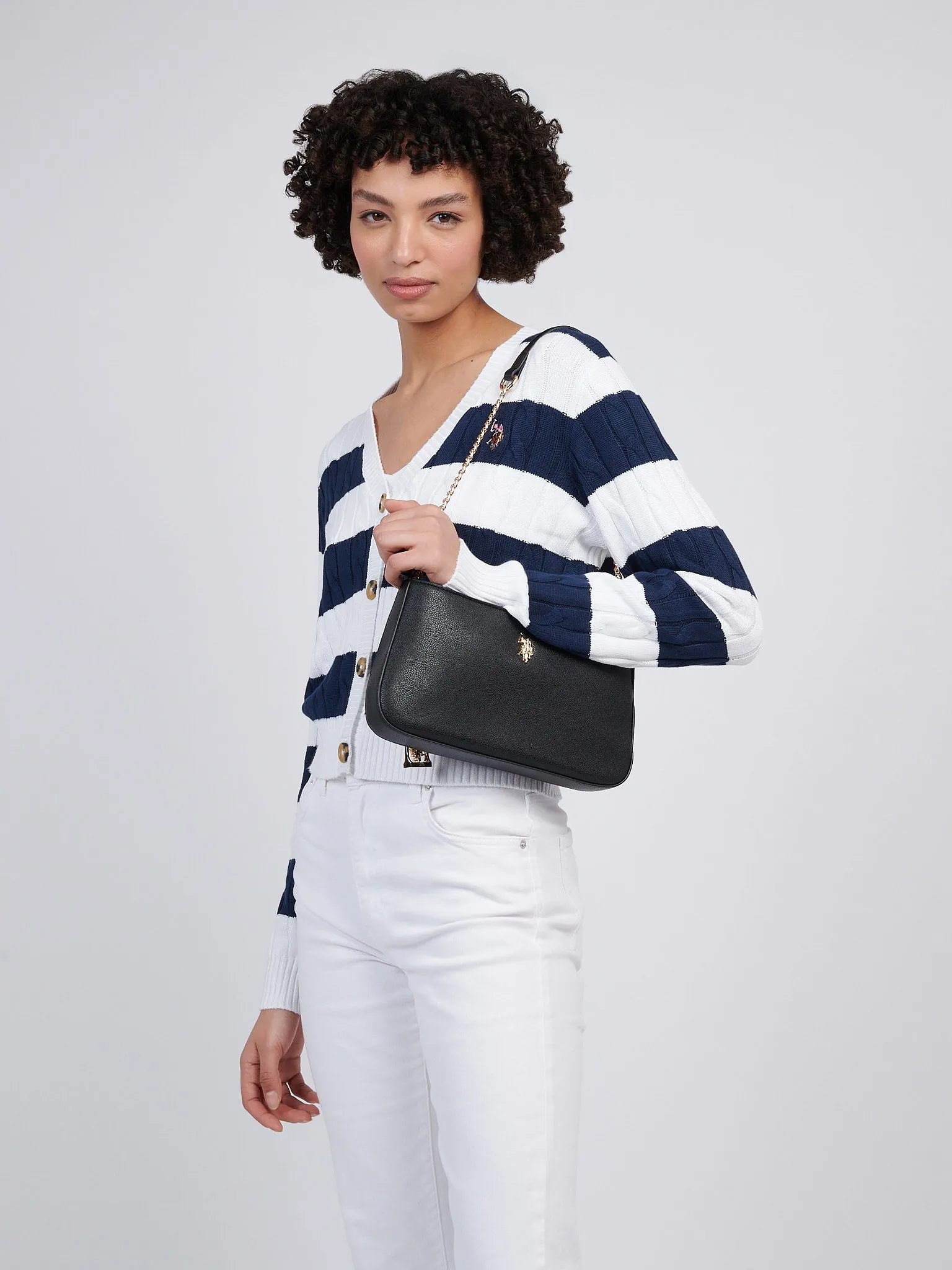 U.S. Polo Assn. Womens Small Hobo Chain Bag in Black