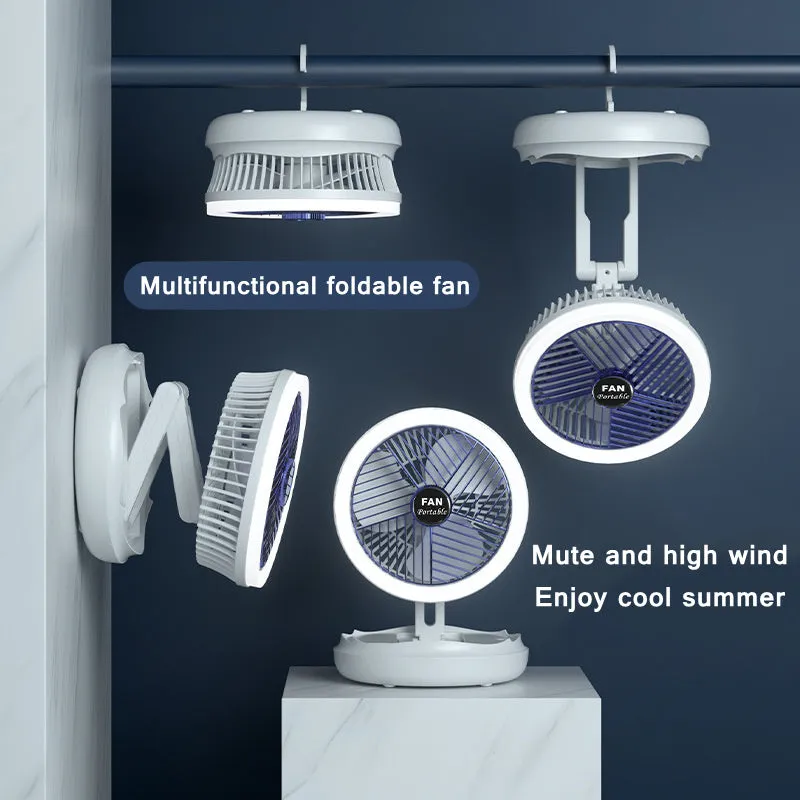 USB Charging Foldable Desk Fan Wall Mounted Hanging Ceiling Fan