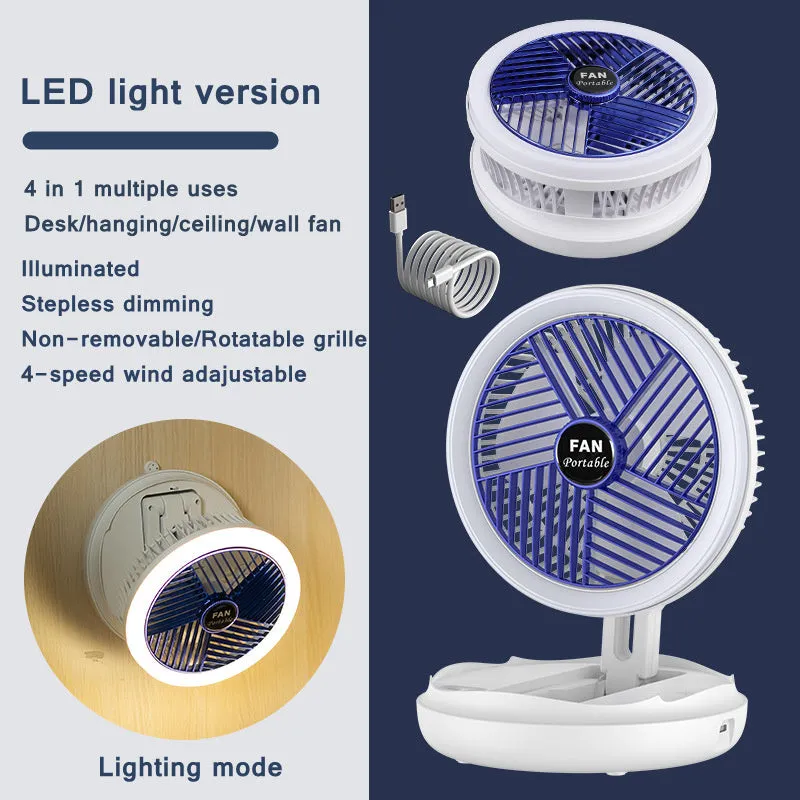 USB Charging Foldable Desk Fan Wall Mounted Hanging Ceiling Fan