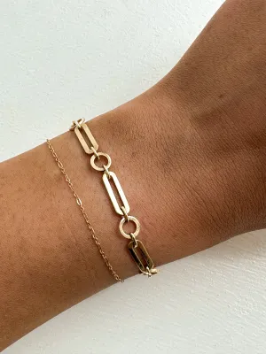 Vintage 9ct Yellow Gold Mixed Link Bracelet With Safety Chain