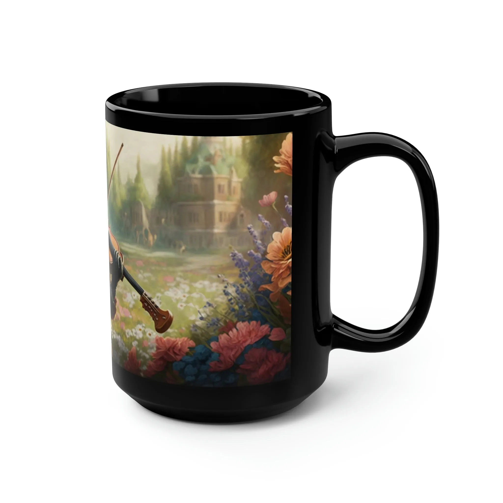 Vintage Red Fox Playing Violin - 15 oz Coffee Mug