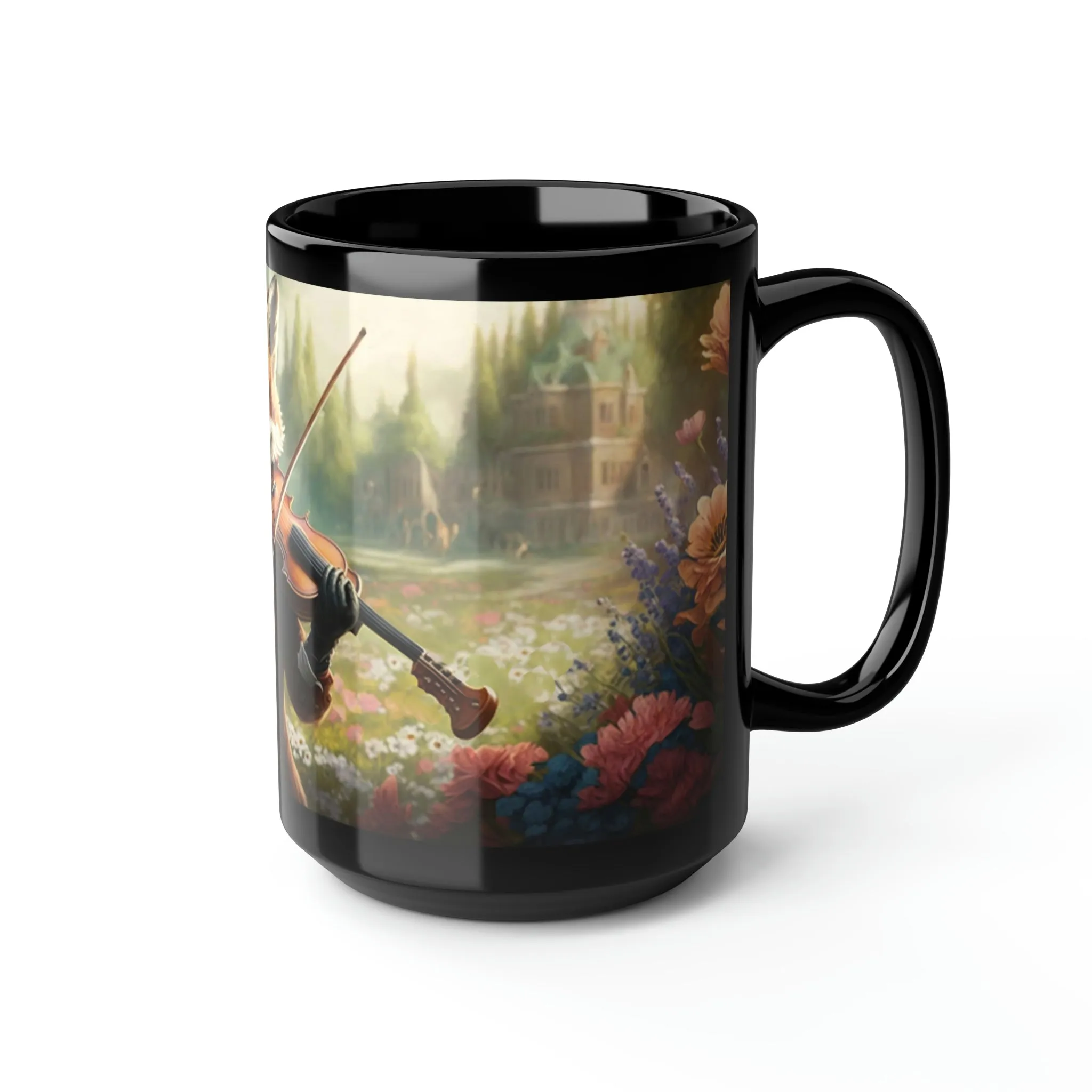 Vintage Red Fox Playing Violin - 15 oz Coffee Mug