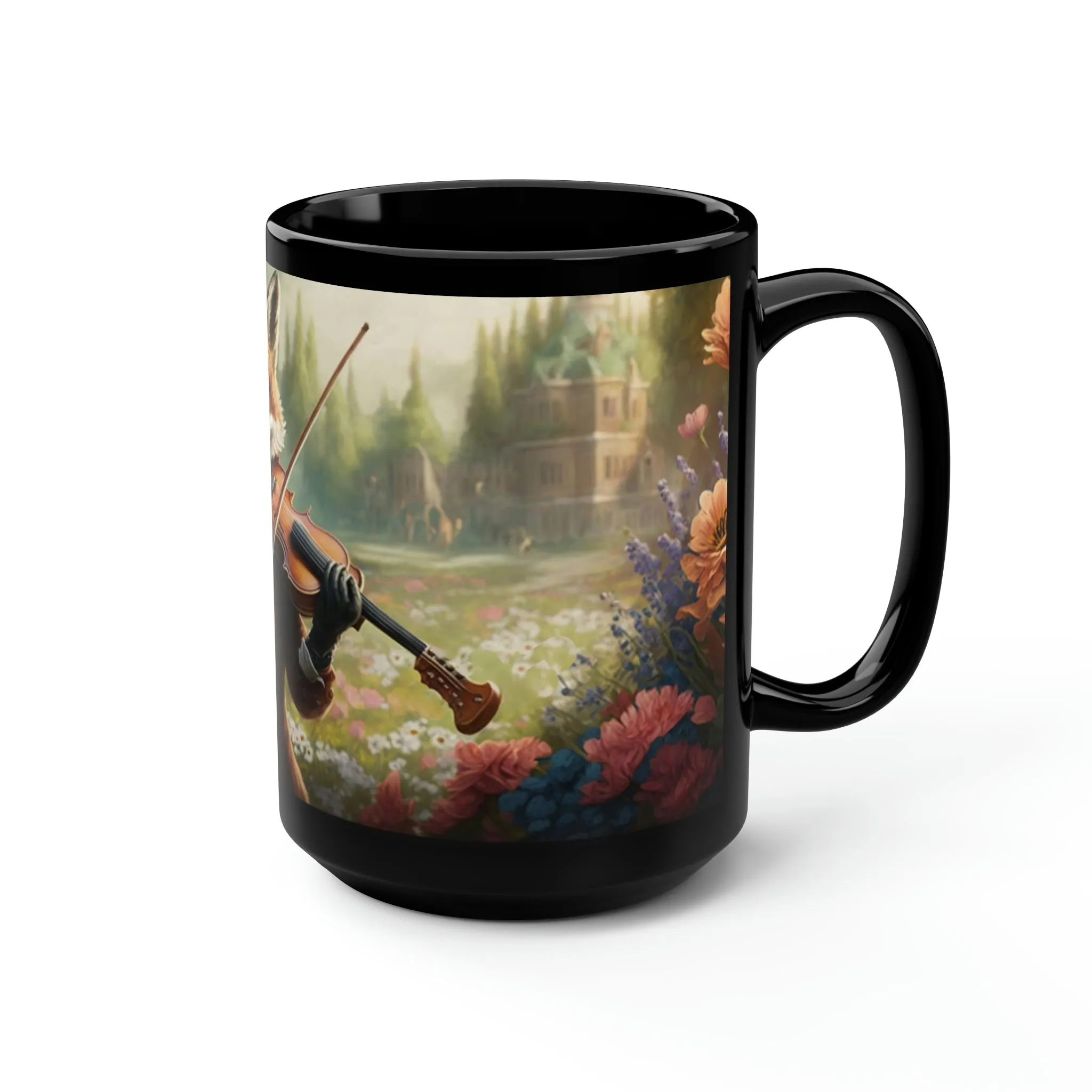 Vintage Red Fox Playing Violin - 15 oz Coffee Mug