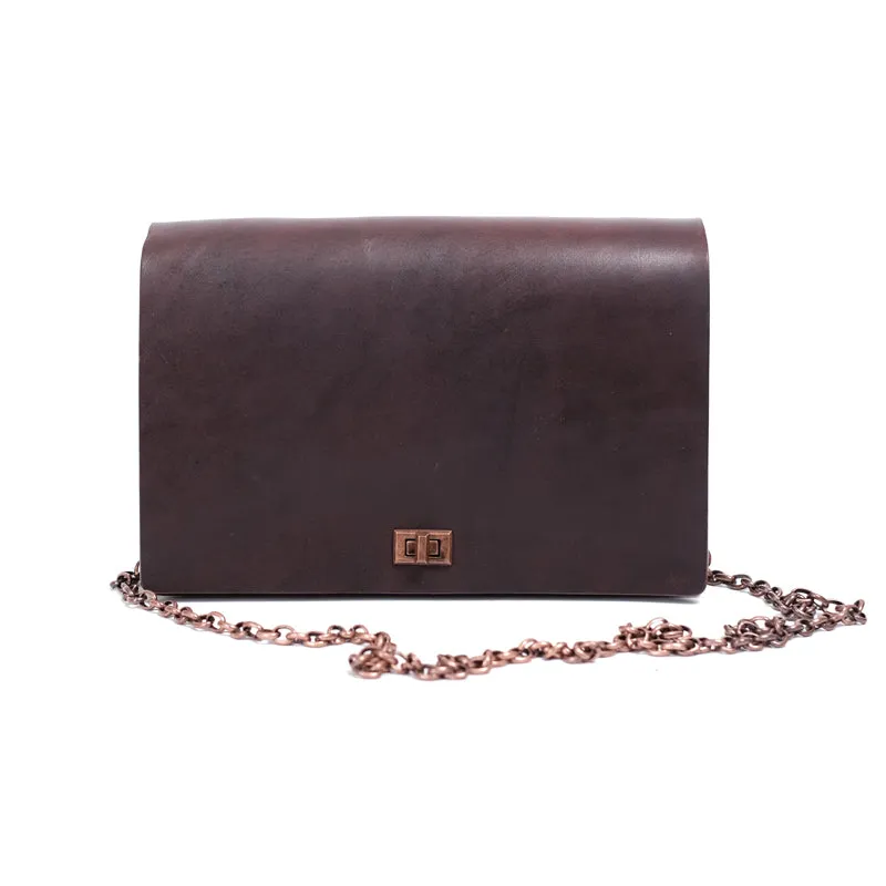 Vintage Women's Leather Satchel Purse Chain Strap Shoulder Bag for Women