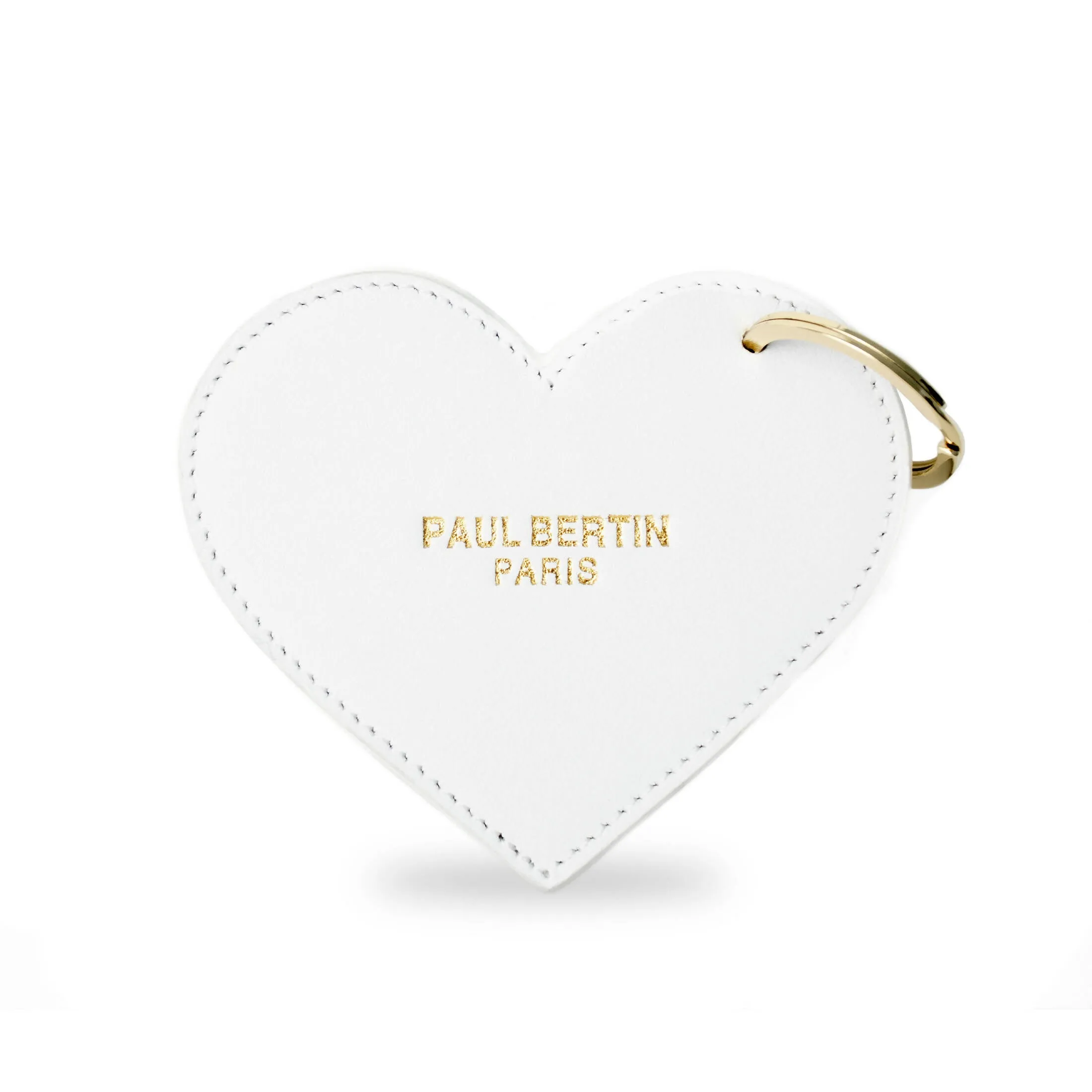 withe leather heart-shaped keychain